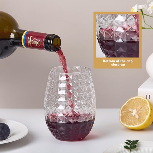 Image of Lueumxc 20 Pack Plastic Wine Glasses, 16Oz Disposable Wine Glasses Unbreakable Clear Plastic Cocktail Glasses Recyclable Shatterproof Reusable Wine Cups