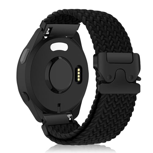 KeHowy 20mm Nailon Correa para Garmin Vivoactive 5/6/Forerunner 165/165 Music/245/245 music/645 music/570 42mm,Trenzada Reloj de Repuesto para Garmin Venu Sq 2/Venu 2 Plus/Approach S50/S44 - Negro