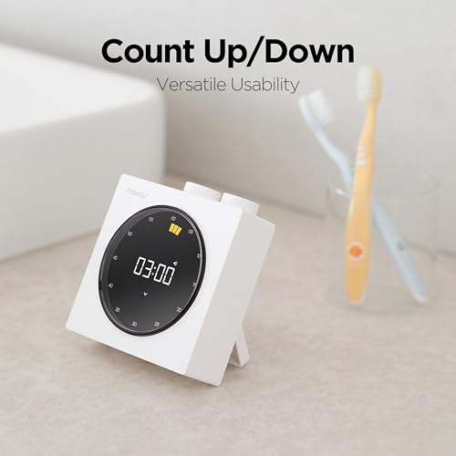 Image of mooas Time Loop Digital Visual Timer, Rechargeable Wireless, LCD Large Display, Portable, Visual Timer, Brightness Adjustment, Count Up /Down, Pomodoro Timer for ADHD, Study, Home Schooling (White)
