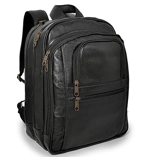 Mochila Executiva Grande De Couro Bovino Para Notebook Cor:Preto
