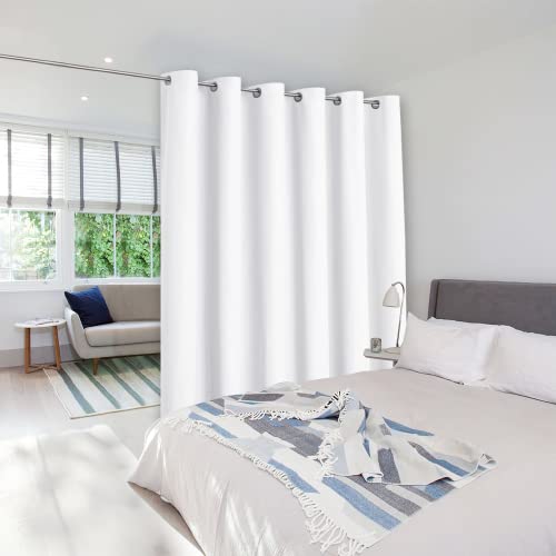 Image of NICETOWN Room Divider Curtain Screen Partition, Vertical Blind for Sling Door, Window Curtain, Privacy Blind for Patio, Extra Wide Drape (White, Single Panel, 10ft Wide x 7ft Long)