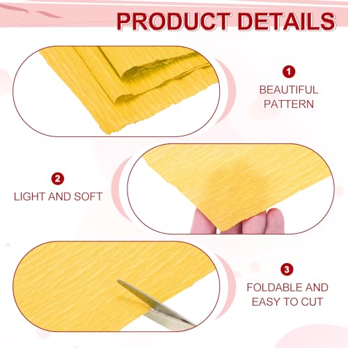 Image of MECCANIXITY Crepe Paper Roll 8.2ft Long 13 Inch Wide for Wedding Ceremony Various Large Festivals Decoration, Apricot Yellow