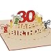 Favour Pop Up Glückwunschkarte zum runden 30. Geburtstag. Ein filigranes Kunstwerk, das sich beim Öffnen als Geburtstagstorte entfaltet. 13x18cm ALTA30R