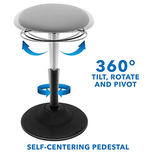 Image of Mount-It! Height Adjustable Wobble Stool - Ergonomic Standing Desk Chair for Office, Wobble Stools for Classroom Seating Ergonomic Stools, 360 Swivel & Rocking Motion - Foam Padded, Non-Slip in Black