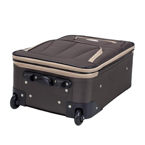 Image of Rockland Fashion Softside Upright Luggage Set,'Expandable,Lightweight,Telescopic Handle,Wheel, Brown, 2-Piece (14 /19)