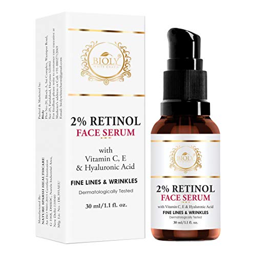 Image of Bioly White Charm 2% Retinol Face Serum with Vitamin C, E & Hyaluronic Acid For Fine Lines and Wrinkles, 30 ML