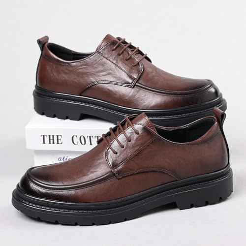 Men's Leather Platform Oxford Derby Shoes Hollow Out Breathable Lace-Up Business Casual Work Dress Shoes for Office Formal Comfort Walking2