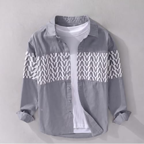 Image of Afflatus Men's Casual Shirt with Geometric Print | Premium Cotton Full Sleeve Shirt for Men | Stylish Regular Fit Fashion Trend | Casual, Party & Smart Casual Wear