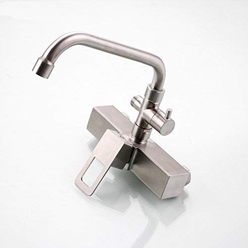 Grifo de cocina de acero inoxidable 304, fregona, piscina, lavabo, balcón, piscina de lavandería, pistola de pulverización fría y caliente, tipo de tirar, grifo giratorio de 360 grados