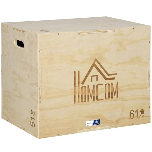 HOMCOM Box jump pliométrie 3 en 1 - Collaboration Aosom.fr x FFHandball - appareil boîte à saut musculation fitness & entraînement croisé plyobox pour box...
