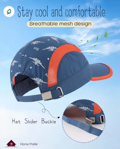 Image of Home Prefer Kids Lightweight Quick Drying Sun Hat Airy Mesh UV Protection Caps Boys Girls UPF50 Baseball Caps Run Beach Water