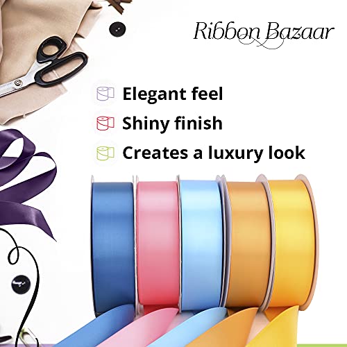Image of Ribbon Bazaar Double Faced Satin - Premium Gloss Finish - 100% Polyester Ribbon for Gift Wrapping, Crafts, Scrapbooking, Hair Bow, Decorating & More - 4 inch Off White 25yd