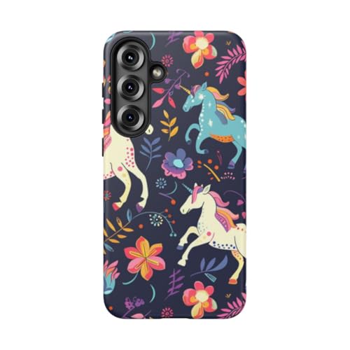 Coque Samsung S25 Plus licorne fleurie bleue idée cadeau originale pour anniversaire