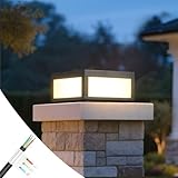 MVBT Outdoor Post Lights Hard Wired, AC100-240V 11.8' Column Light, Modern Pillar Lights Outdoor Waterproof, 3000K Square Post Lamp LED Lighting, Large Gate Fence Posts Light for Garden Patio Outside