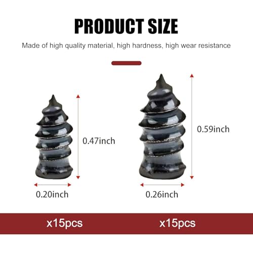 Image of 30 PCS Car Tire Repair Rubber Spike Kit, 0.2 inch x 0.47 inch + 0.26 inch x 0.59 inch Waterproof High Temperature Resistant Tire Tight Fit Seal Quick Repair Tool, Replacement Parts, for Cars (Black)