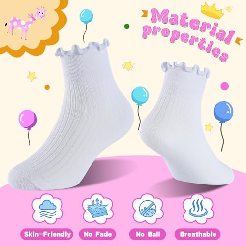 Saracat Girls 100% Cotton Ruffle Socks, Cute Frilly Dress Socks — view 4