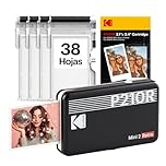 KODAK Mini 2 Retro Navidad Regalos 4Pass, Impresora Fotográfica + 38 Fotos, Fotos Instantáneas Tamaño 54X86mm, Conexión Inalámbrica Bluetooth - Negro