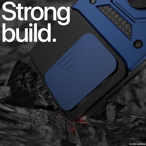 Image of Outlouders Back Cover for Realme GT 7 Pro 5G | D10 Tough Armor 360 Protection Case with Sliding Camera Shield & Ring Holder Stand Bumper Case (Blue)
