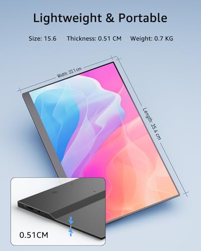 Yodoit Portable Monitor mit Touchscreen, 15,6 Zoll 1920 × 1080P FHD, 10-Punkt-Touch-IPS Tragbares Display, USB-C und HDMI, integrierte Lautsprecher und Smart Cover, für Laptop/PC/PS3/4/5/Xbox 4