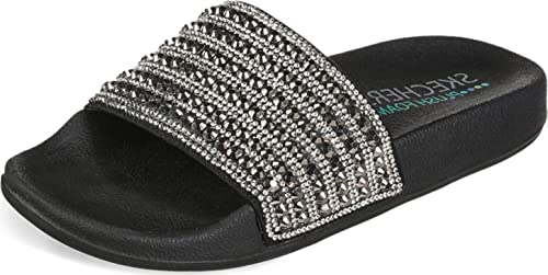Skechers Damen Pop Ups-Rocker Glam Schiebe-Sandalen, Schwarz, 39 EU