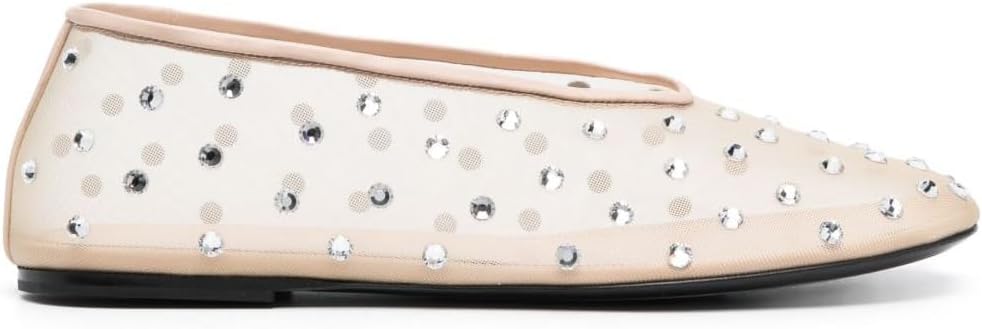 Women's Mesh Ballet Flats Sparkly Rhinestone Ballerina Shoes Round Toe Comfortable Dress Flat