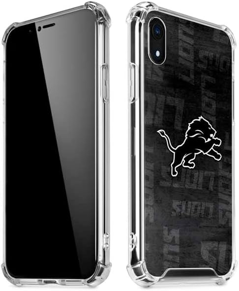 Skinit Clear Phone Case Compatible with iPhone XR - Officially Licensed NFL Detroit Lions Black & White Design