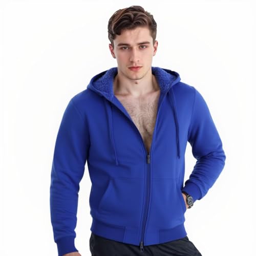 Image of LeeHanTon Men Fleece Jacket Lightweight Sherpa Fleece Jackets Zip Up Hoodie Lined Sweatshirt Coat with Pockets