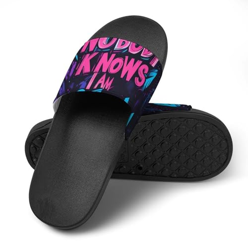 Nobody Knows I Am Bisexual Shower Slippers for Women Men Casual Non-Slip Slide Sandals Beach Bathroom Shoes4
