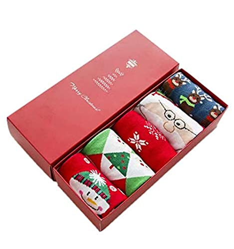 Christmas socks gift box cartoon cotton lady 5 pairs middle barrel socks