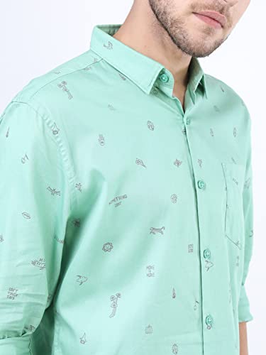 Image of Ketch Men Cotton Slim Fit Printed Full Sleeve Shirt