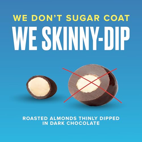 Image of SkinnyDipped Dark Chocolate Cocoa Almonds, Healthy Snack, Plant Protein, Gluten Free, 3.5 oz Resealable Bags (Pack of 5)