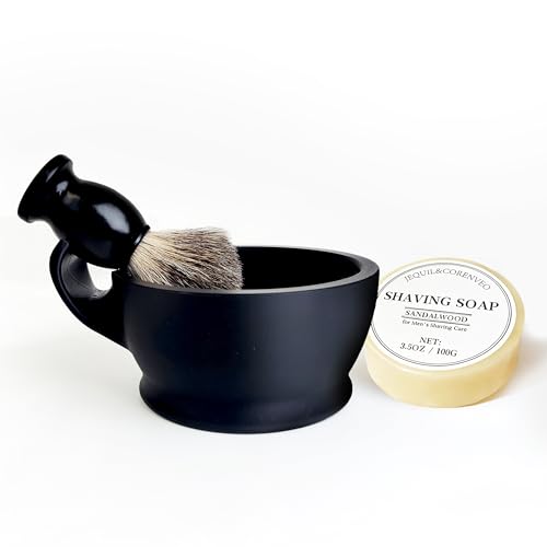 Shaving Brush Set for Men, 3pcs Shaving Brush Kit Includes Pure Badger Hair Shaving Brush, Shaving Bowl and Soap (Purebadger)