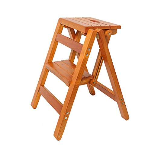 Tabouret double usage et petite échelle 3 étapes en bois pliant - 2