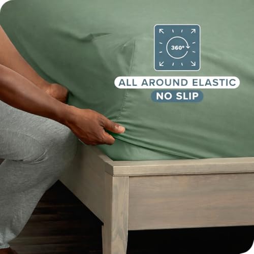 Image of 600 TC 100% Egyptian Cotton Fitted Sheet for Single Bed Size Fitted Bed Sheet with Pillow Cover for Bedroom, Soft Hotel Quality Size - 36 x78+12 Sage Pillow Cover Size -18 x 28 Inch