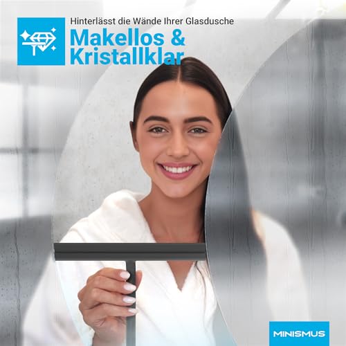 MINISMUS Fensterabzieher mit Aufhänger – Profi Abzieher Dusche - Duschabzieher – Schlierenfrei – Hochwertiger Silikon - Antirutsch (Schwarz)