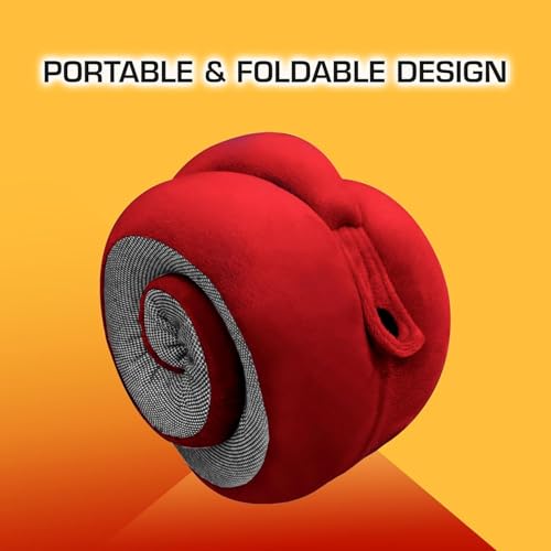 Image of Billebon Memory Foam Travel Neck Pillow with Magnetic Fabric Luxury Neck Support Pillow for Comfortable Travel, Washable Removable Cover (Red with Eye Mask)