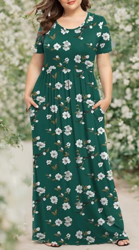 Image of LONGYUAN Women's Plus Size Maxi Dresses Summer Short Sleeve Casual Long Dress 2026 XL-6XL