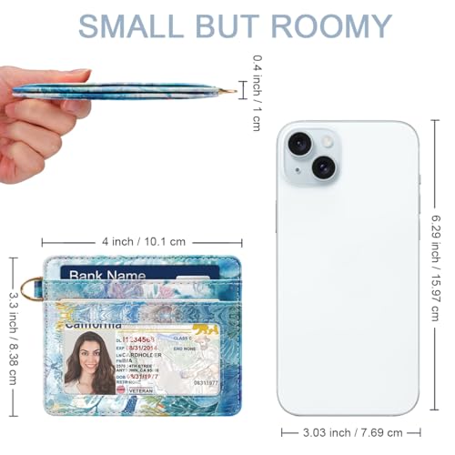 Image of Slim Minimalist Pocket Credit Card Holder Wallet Women | RFID Blocking Lightweight Thin Small Cute Card Cases, Turtle