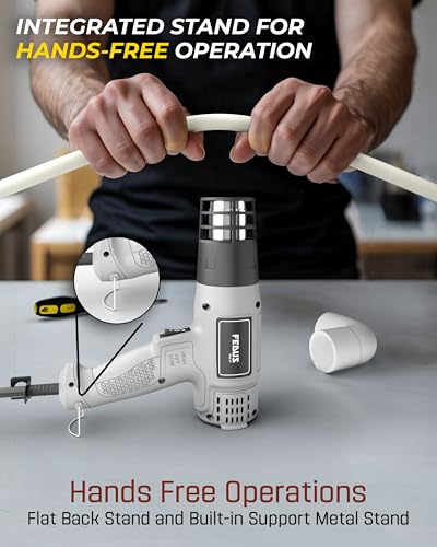 Image of FEDUS FLARE 1800W Heavy Duty Hot Air Gun Machine, Dual Temperature Copper Motor Heat Gun for industrial use Epoxy Resin Art, Shrink Wrapping, Mobile Repair,Paint Removal Drying, Craft,PVC Pipe Bending