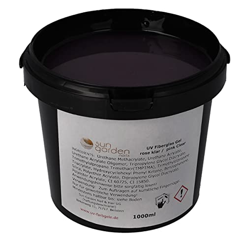 Gel UV en fibre de verre Rose transparent 1000 ml Premium Line - Gel de finition gel de construction - Top Coat - Gel brillant 1 phase Cover