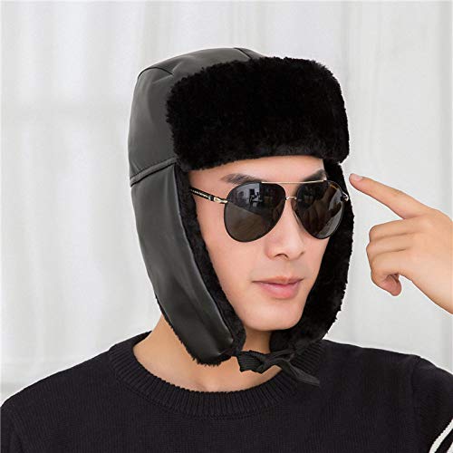 Chapeau aviateur homme authentique coton épais et fausse fourrure