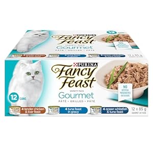Fancy Feast Wet Cat Food, Gourmet Variety Pack 3 Flavours – 85 g Can (12 Pack)