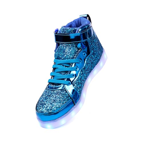 Image of Glitter Led Shoes Light Up Shoes High Top Sneakers for Women Men Flashing Dancing Shoes for Halloween Christmas Party with USB Charging