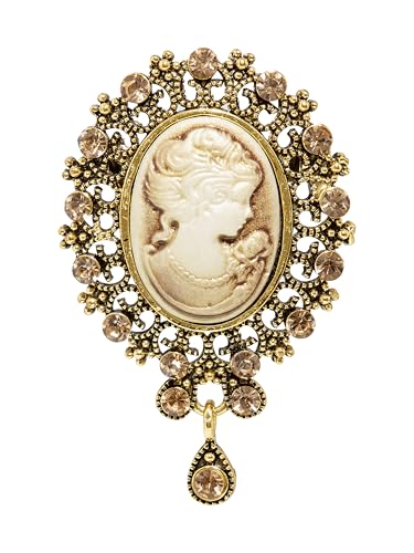 Image of MINACHI Vintage Victorian Design Queen's Cameo Antique Wedding Brooch Pin, Jewelry Gift for Women