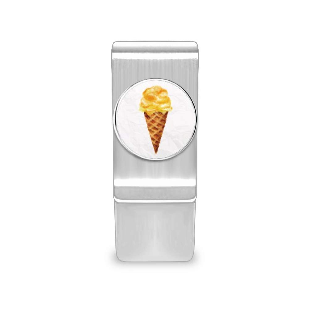 Yellow Watercolor Sweet Ice Cream Money Clip Cash Wallet Card Holder