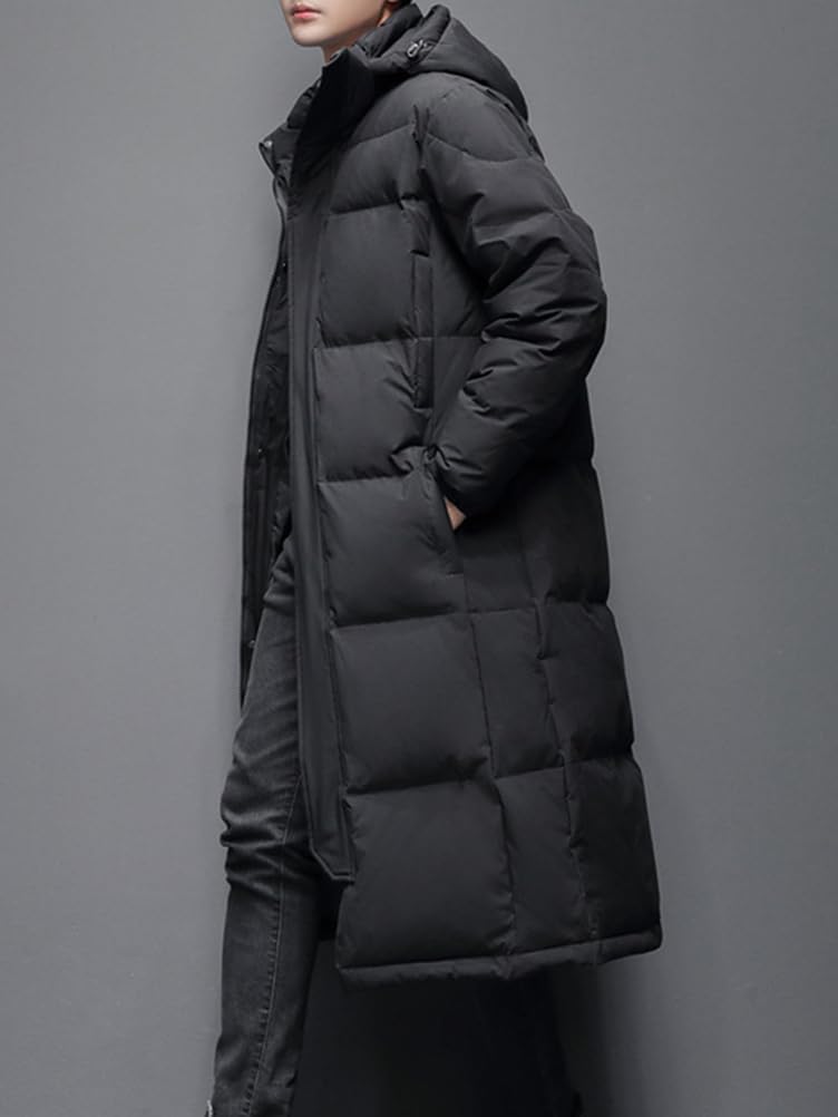 Veste en Duvet Longue Homme Manteau à Capuche Coupe-Vent Chaud Respirant Hiver Doudoune Extérieure