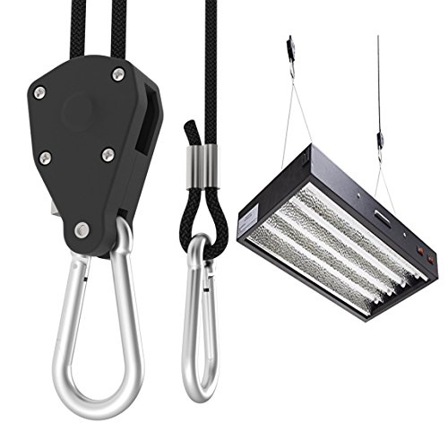 Hongville Heavy Duty Adjustable Grow Light Ratchet Rope Hanger Yoyo For Grow Light Fixtures & Gardening (1/4" Metal Gear) #TOP5