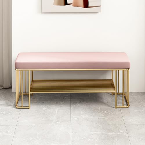 Banc à chaussures en velours pour optimiser un couloir ou une entrée mince