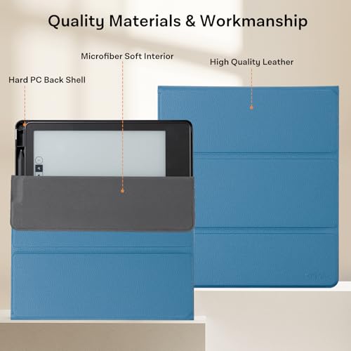Image of CoBak Case for E-Reader - All New PU Leather Cover with Auto Sleep Wake Feature for Tablet Reader 10.2 inch 2022 & 2024 Released with Pen Holder (not Compatible with Remarkable),Mist Blue