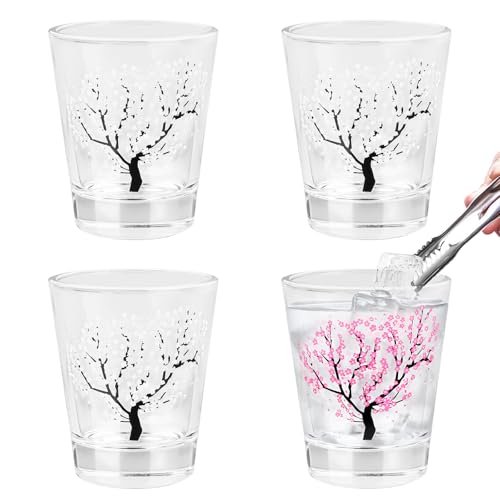 4 Bicchierini liquore 5 cl Bicchieri da vino che cambiano colore a freddo in vetro trasparente con fondo spesso, per tequila, vodka, ouzo